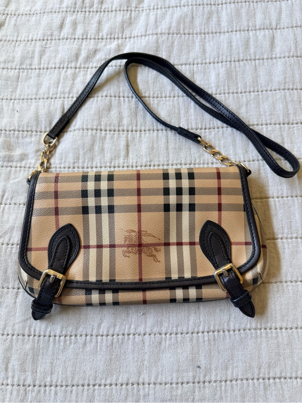 Burberry Haymarket Check canvas and leather crossbody bag
